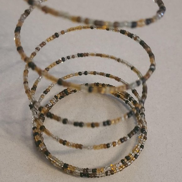 Brown Multicolored Beaded Coil Bracelet - Picture 5 of 8